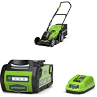 Los mejores  - Greenworks G40LM35 Cortacésped con batería- Li-Ion 40 V 35 cm de ancho de corte segado &amp- mulching 2en1 hasta 500 m² caja…